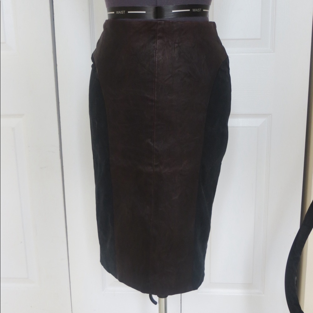 🔴CLEARANCE🔴 Black Skirt with Brown Leather Panel